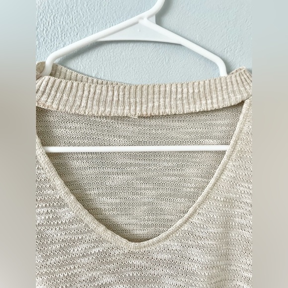 Maurice’s Cut Out Open Neck Keyhole Sweater Beige Cream high Crew neck Shirt - Picture 7 of 9